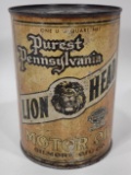 Vintage Gilmore Lion Head Motor Oil 1 Quart Metal Can