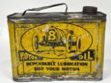 Early Hi-Grade Oil 1/2 Gallon Can w Racer Graphics