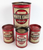 (4) Vintage SOCONY White Eagle Grease Cans
