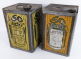 (2) Early SOCONY Standard Oil 5 Gallon Cans / Floor Dressing & Liquid Gloss