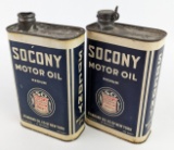(2) Early SOCONY Standard Oil New York Medium Motor Oil One Quart Cans