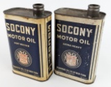 (2) Early SOCONY Standard Oil New York Motor Oil One Quart Cans