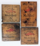 (4) Early Gargoyle Mobiloil Wood Crate Side Panels