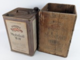 Early Gargoyle Mobiloil ÒBBÓ Five Gallon Oil Can w/ Crate