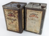 (2) Early Gargoyle Mobiloil 5 Gallon Oil Cans