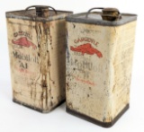 Lot Of 2 Early Mobiloil Gargoyle 1 Gallon Oil Cans