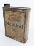Early French Slim Gargoyle Mobiloil ÒBBÓ 2 Liter Oil Can w/ Cap