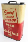 1940 Gargoyle Mobiloil Arctic Special 3-Gallon Motor Oil Can