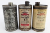 (3) Early Gargoyle Mobiloil One Quart Oil Cans