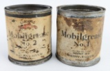 (2) Early Gargoyle Mobilgrease 1 Pound Grease Cans