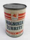 Full Vintage SOCONY-Vacuum Mobil Magnolia Lubrite Quart Metal Motor Oil Can