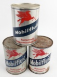 (3) Vintage Mobil Mobilfluid Automatic Transmission Fluid One Quart Cans