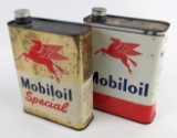 (2) Vintage French Mobiloil 2 Liter Oil Cans