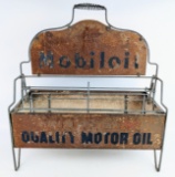 Vintage Mobiloil Service Station Quart Oil Can Display Rack Carrier