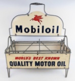 Vintage Mobiloil Service Station Quart Oil Can Display Rack Carrier
