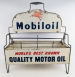 Vintage Mobiloil Service Station Quart Oil Can Display Rack Carrier