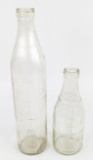 2) Early Vacuum Gargoyle Mobiloil Imperial Quart / Pint Glass Oil Bottles