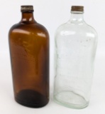2) Early Vacuum Mobil Imperial Quart Laurel Kerosene Imperial Quart Glass Bottles