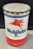 Vintage SOCONY Mobil Mobilube ÒCÓ 100 Pound Barrel Can w/ Lid
