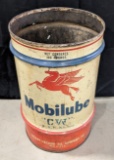 Vintage SOCONY Mobil Mobilube ÒCWÓ 100lbs Barrel Can