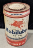 Vintage SOCONY Mobil Mobilube GX140 100lbs Metal Barrel Can