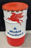 Vintage Mobil Oil 16 Gallon Metal Barrel Can