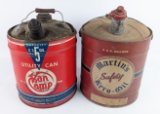 2) Vintage 5 Gallon Oil Cans / Van Camp & MartinÕs