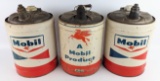 (3) Vintage Mobil Oil 5 Gallon Metal Cans