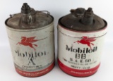 2) Early SOCONY-Vacuum Mobiloil 5 Gallon Oil Cans