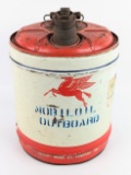 Vintage Mobiloil Outboard 5 Gallon Can w/ Wood Handle