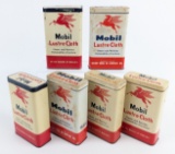 (6) Vintage Mobil Lustre Cloth Tin Cans