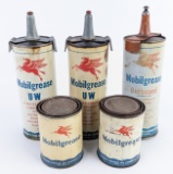 (5) Vintage Mobilgrease UW / Outboard Boat Motor Metal Grease Cans