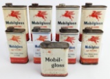 (9) Vintage Mobil Mobilgloss Auto Polish Metal Cans