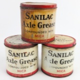 (3) Early SOCONY-VACUUM Mobil Sanilac Axle Grease 3lb Metal Cans