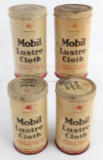 (4) Vintage SOCONY-VACUUM Mobil Lustre Cloth Metal Cans