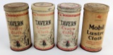 (4) Vintage SOCONY-VACUUM Mobil Lustre Cloth Metal Cans