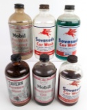 (6) Vintage Mobil Service Station Glass Pint Sized Bottles