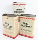 (3) Vintage SOCONY-VACUUM Mobil Freezone Anti-Freeze One Gallon Cans