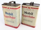(2) Early SOCONY-VACUUM Mobil Upperlube Gallon Oil Cans