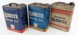 (3) Vintage Mobil Lubrite 2 Gallon Oil Cans