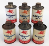 (6) Full Vintage Mobil Mobilgrease No.8 Cone Top 7oz Cans
