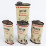 (4) Vintage Mobil Tavern Paint Cleaner / Leather Preserver Metal Cans