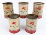 (5) Vintage Mobilgrease One Pound Grease Cans