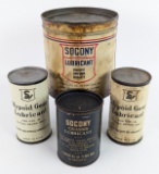 (4) Early SOCONY Standard Oil Lubricant Metal Cans
