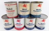 (7) Vintage Mobil Permazone / Freezone One Gallon Anti-Freeze Cans