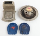 (3) Vintage Mobil Service Station Promotional Ashtrays