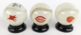 (3) Vintage Mobil Gas Station Glass Baseball Promotional Banks