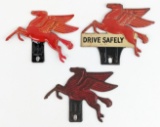 3) Vintage Mobil Gas Station Pegasus License Plate Toppers