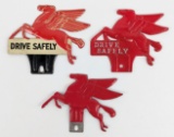 3) Vintage Mobil Gas Station Pegasus License Plate Toppers
