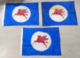 3) Vintage Mobil Service Station Nylon Flags
